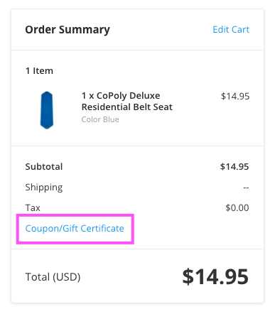 Applying a coupon on checkout page